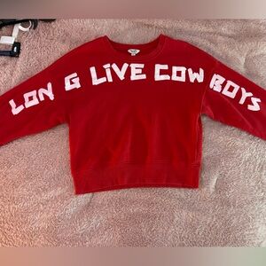 Wrangler “Long Live Cowboys” Red Sweatshirt with White Lettering